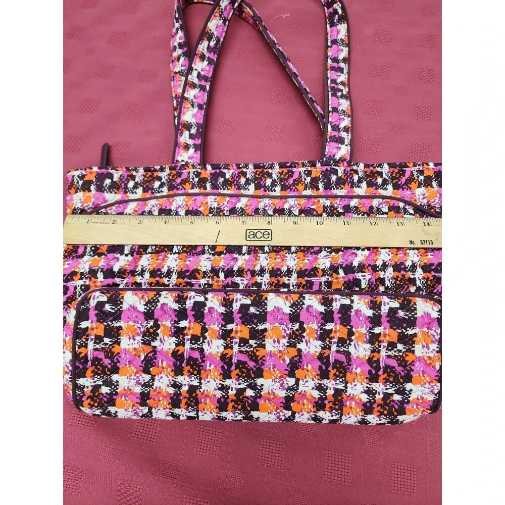 Vera Bradley Houndstooth Tweed Shoulder Tote Zip Closure Multicolor Grannycore